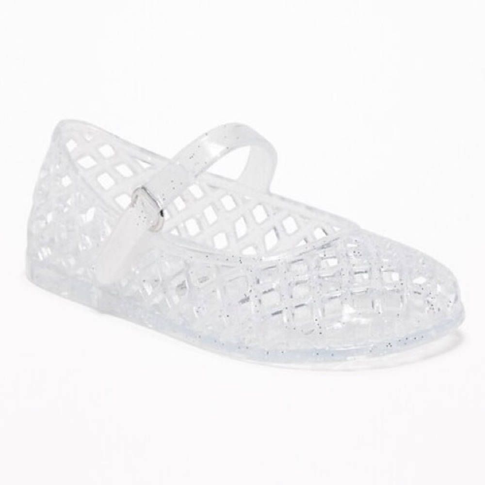 Sparkly Clear Basket Weave Jelly Ballet Shoes